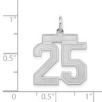 Sterling Silver/Rhodium-plated Satin Number 25 Charm - Image 3