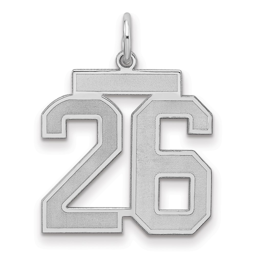 QPM26.jpg Sterling Silver/Rhodium-plated Satin Number 26 Charm - Image 1