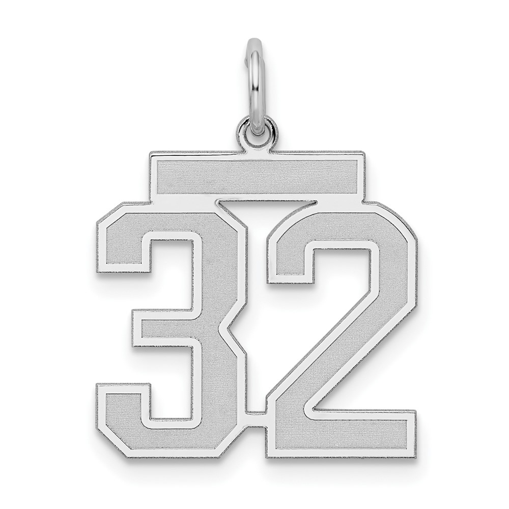 QPM32.jpg Sterling Silver/Rhodium-plated Satin Number 32 Charm - Image 1
