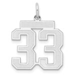 Sterling Silver/Rhodium-plated Satin Number 33 Charm