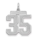 Sterling Silver/Rhodium-plated Satin Number 35 Charm