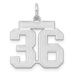 Sterling Silver/Rhodium-plated Satin Number 36 Charm