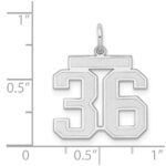 Sterling Silver/Rhodium-plated Satin Number 36 Charm - Image 3