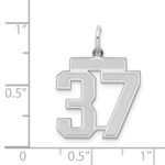Sterling Silver/Rhodium-plated Satin Number 37 Charm - Image 3