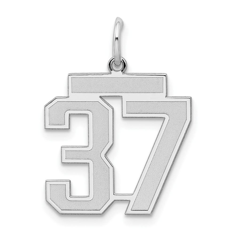 QPM37.jpg Sterling Silver/Rhodium-plated Satin Number 37 Charm - Image 1
