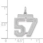 Sterling Silver/Rhodium-plated Satin Number 57 Charm - Image 2