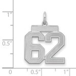 Sterling Silver/Rhodium-plated Satin Number 62 Charm - Image 2