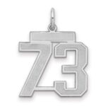 Sterling Silver/Rhodium-plated Satin Number 73 Charm