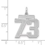 Sterling Silver/Rhodium-plated Satin Number 73 Charm - Image 2