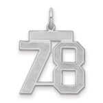 Sterling Silver/Rhodium-plated Satin Number 78 Charm