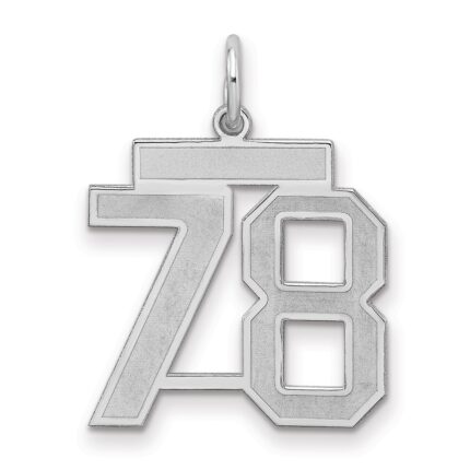Sterling Silver/Rhodium-plated Satin Number 78 Charm