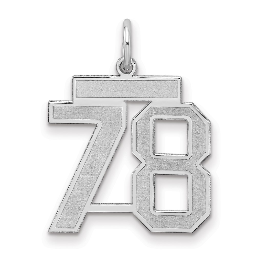 QPM78.jpg Sterling Silver/Rhodium-plated Satin Number 78 Charm - Image 1