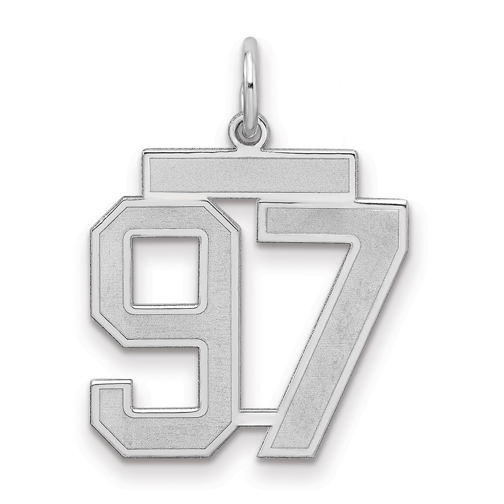 QPM97.jpg Sterling Silver/Rhodium-plated Satin Number 97 Charm - Image 1
