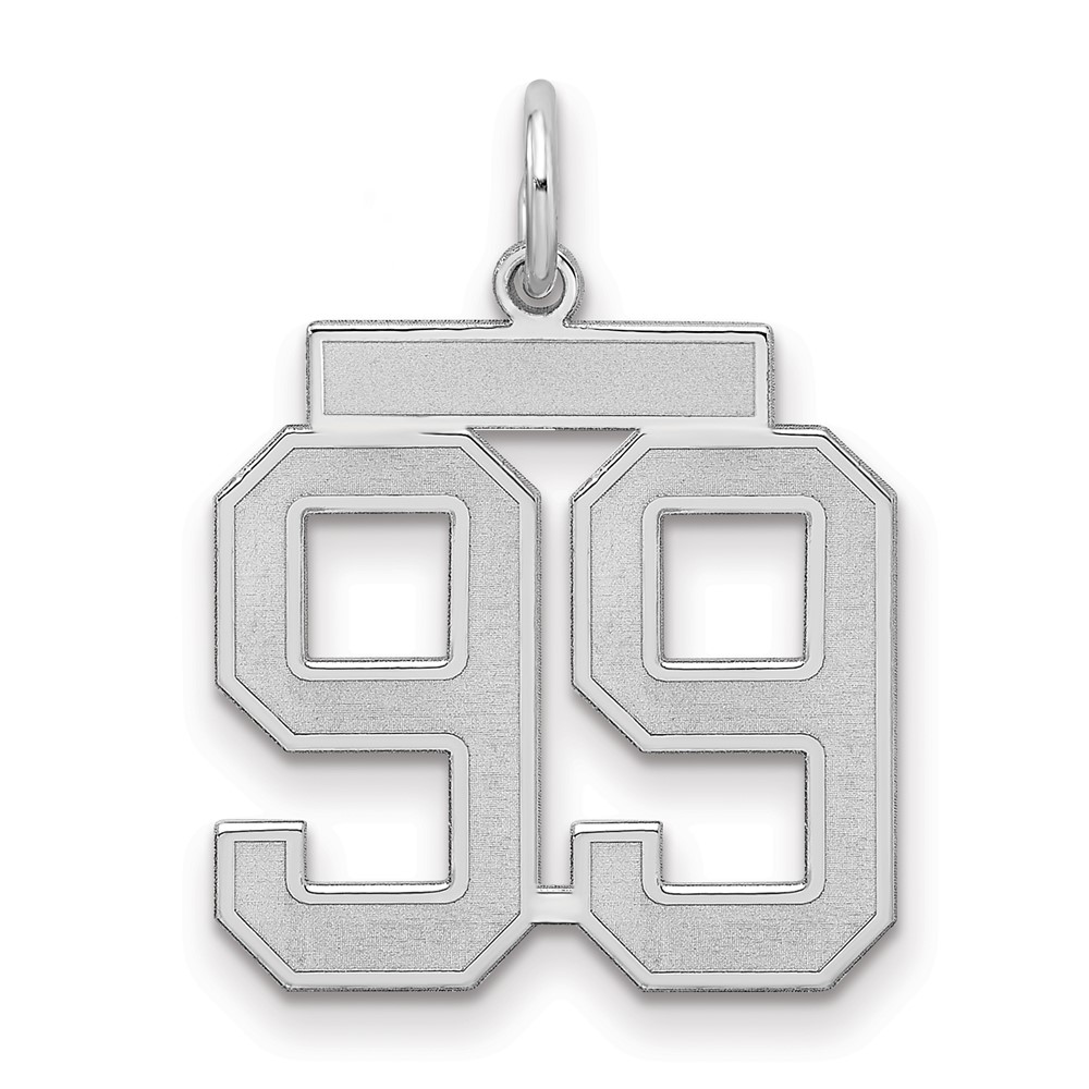 QPM99.jpg Sterling Silver/Rhodium-plated Satin Number 99 Charm - Image 1