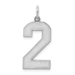 Sterling Silver/Rhodium-plated Satin Number 2 Charm