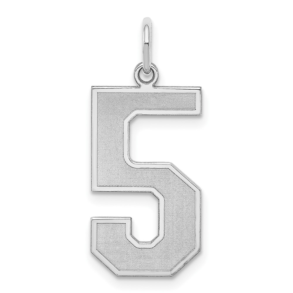 QPP05.jpg Sterling Silver/Rhodium-plated Satin Number 5 Charm - Image 1