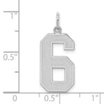Sterling Silver/Rhodium-plated Satin Number 6 Charm - Image 3