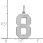 Sterling Silver/Rhodium-plated Satin Number 8 Charm - Image 3