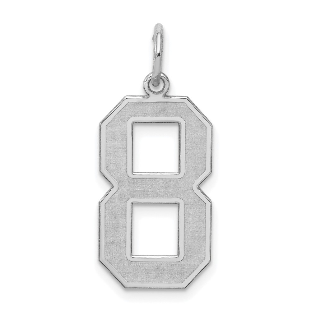 QPP08.jpg Sterling Silver/Rhodium-plated Satin Number 8 Charm - Image 1