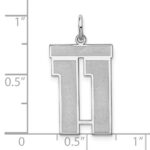 Sterling Silver/Rhodium-plated Satin Number 11 Charm - Image 3