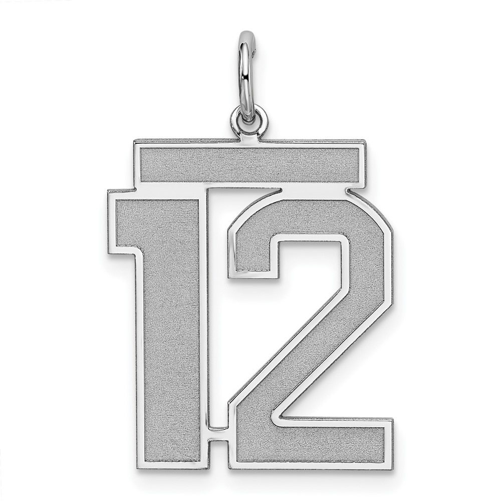 QPP12.jpg Sterling Silver/Rhodium-plated Satin Number 12 Charm - Image 1