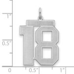Sterling Silver/Rhodium-plated Satin Number 18 Charm - Image 2