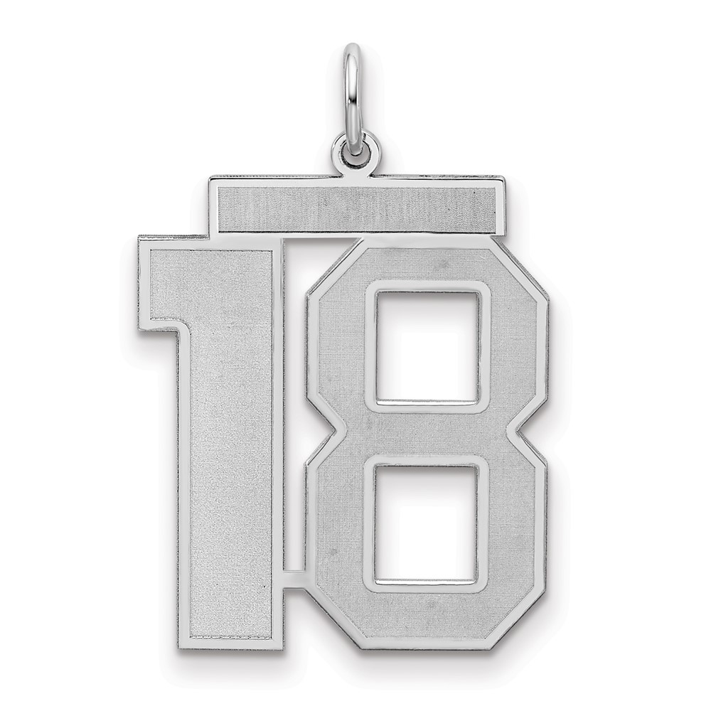 QPP18.jpg Sterling Silver/Rhodium-plated Satin Number 18 Charm - Image 1
