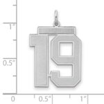 Sterling Silver/Rhodium-plated Satin Number 19 Charm - Image 2