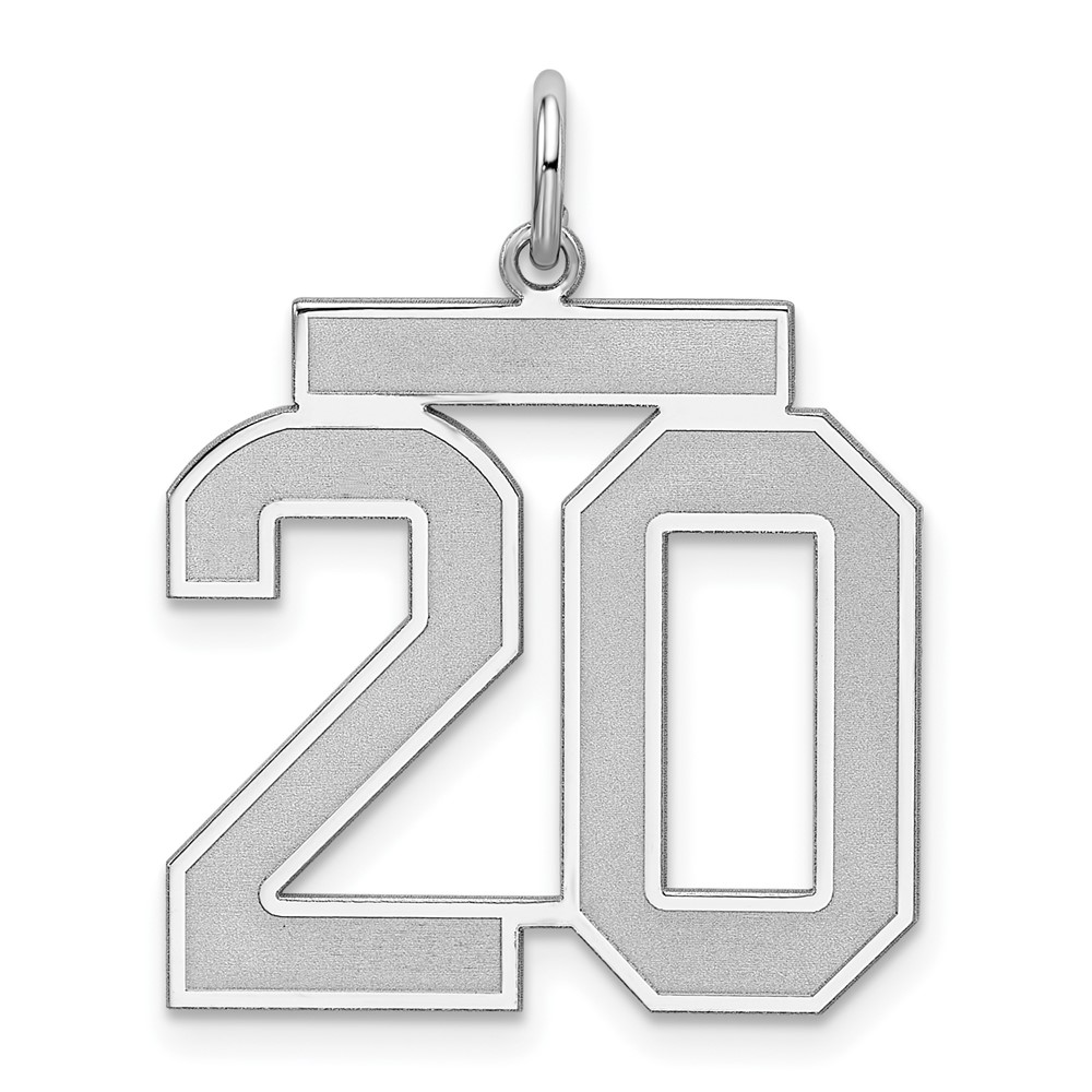 QPP20.jpg Sterling Silver/Rhodium-plated Satin Number 20 Charm - Image 1