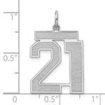 Sterling Silver/Rhodium-plated Satin Number 21 Charm - Image 3