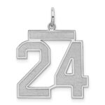 Sterling Silver/Rhodium-plated Satin Number 24 Charm
