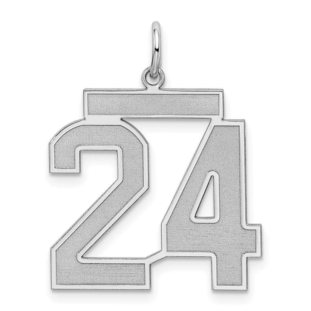 QPP24.jpg Sterling Silver/Rhodium-plated Satin Number 24 Charm - Image 1