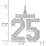 Sterling Silver/Rhodium-plated Satin Number 25 Charm - Image 3