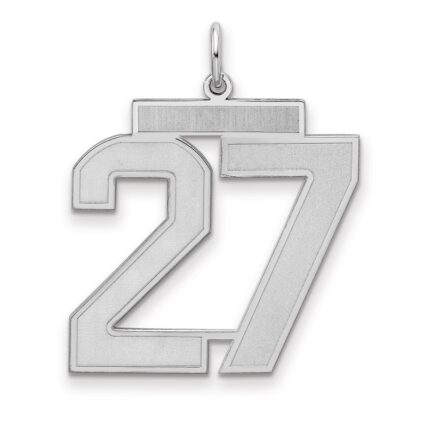 Sterling Silver/Rhodium-plated Satin Number 27 Charm