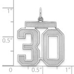 Sterling Silver/Rhodium-plated Satin Number 30 Charm - Image 3