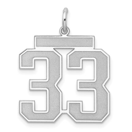 Sterling Silver/Rhodium-plated Satin Number 33 Charm