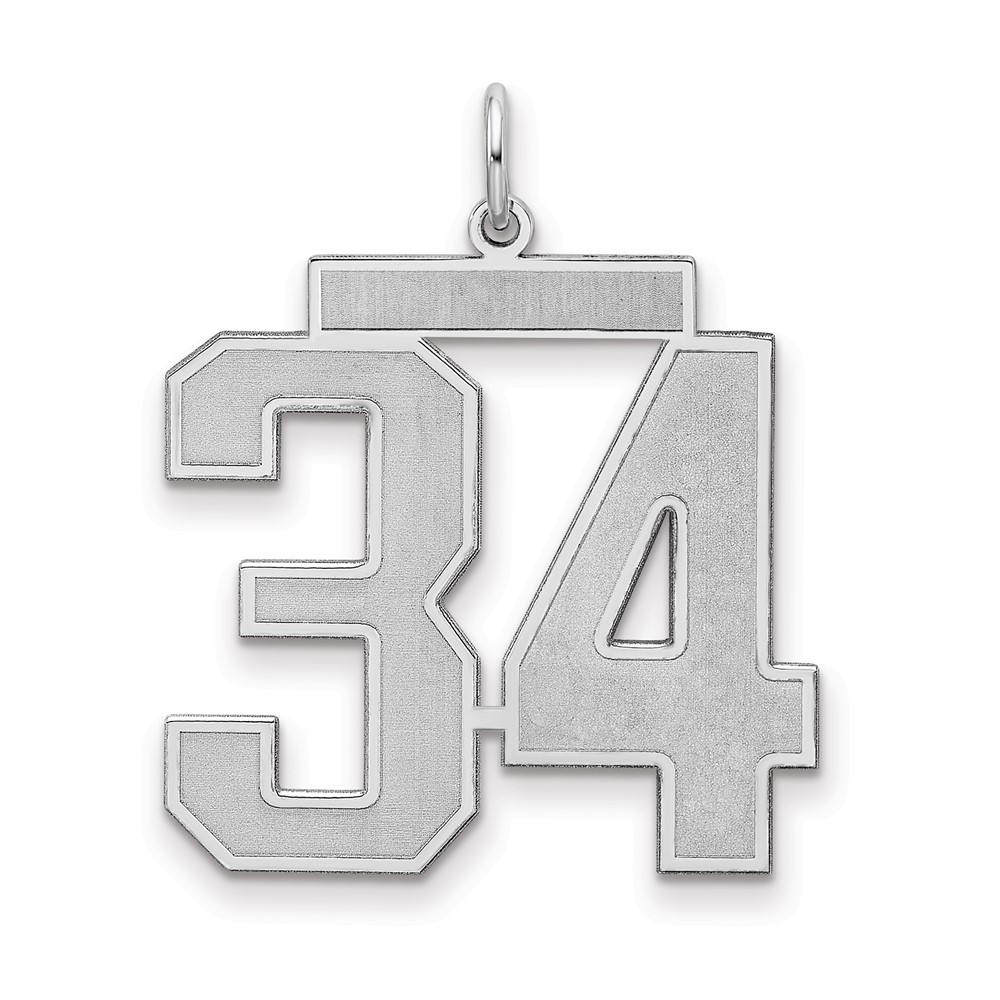 QPP34.jpg Sterling Silver/Rhodium-plated Satin Number 34 Charm - Image 1