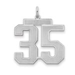Sterling Silver/Rhodium-plated Satin Number 35 Charm