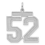 Sterling Silver/Rhodium-plated Satin Number 52 Charm