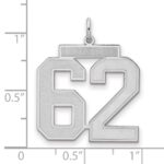 Sterling Silver/Rhodium-plated Satin Number 62 Charm - Image 2