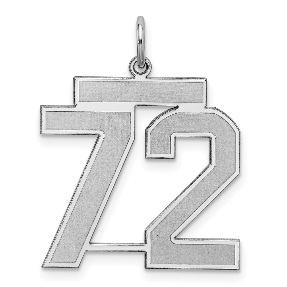 QPP72.jpg Sterling Silver/Rhodium-plated Satin Number 72 Charm - Image 1