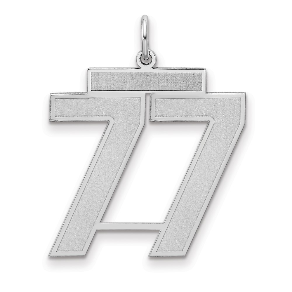 QPP77.jpg Sterling Silver/Rhodium-plated Satin Number 77 Charm - Image 1