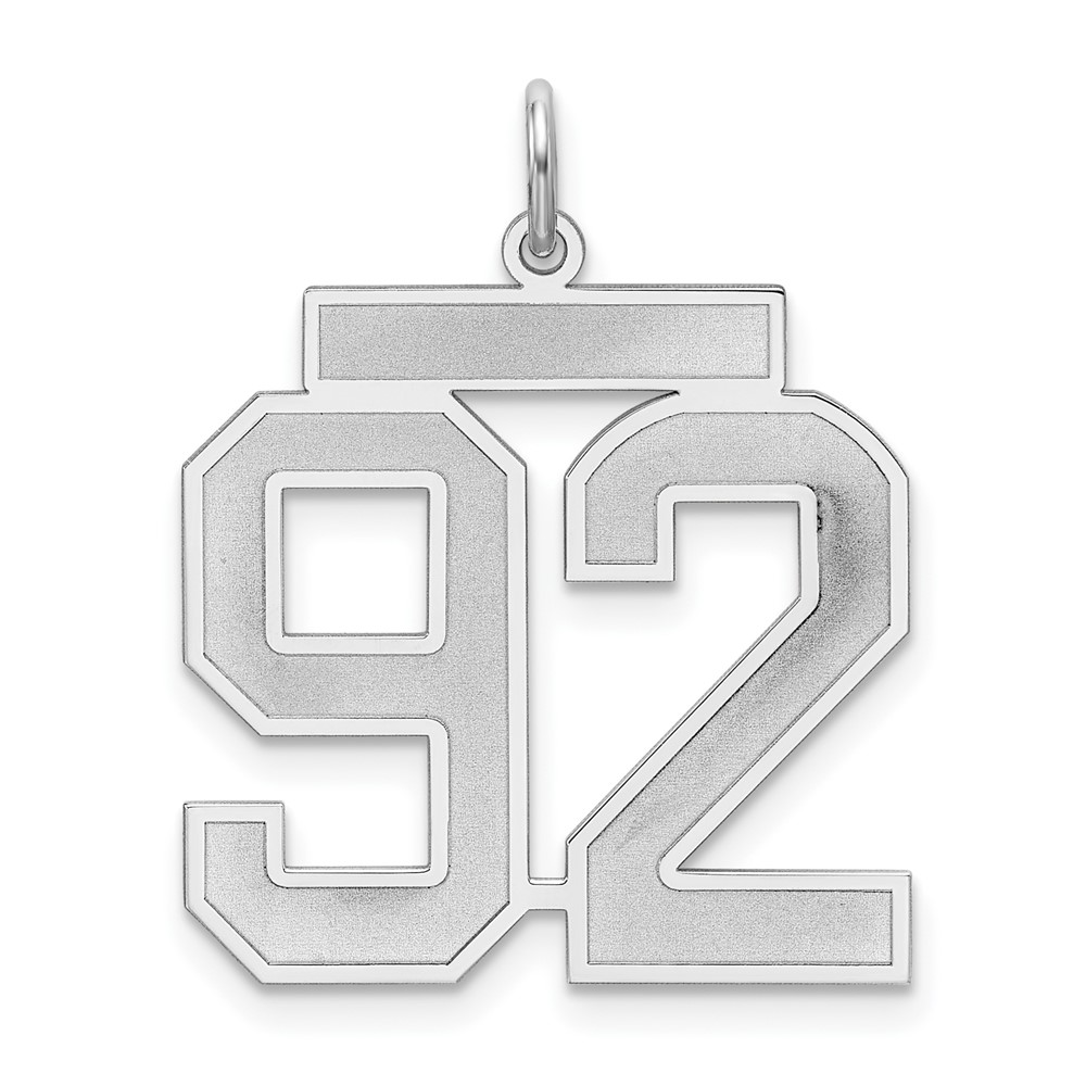 QPP92.jpg Sterling Silver/Rhodium-plated Satin Number 92 Charm - Image 1