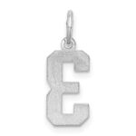 Sterling Silver/Rhodium-plated Satin Number 3 Charm - Image 4