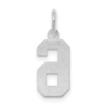 Sterling Silver/Rhodium-plated Satin Number 6 Charm - Image 4