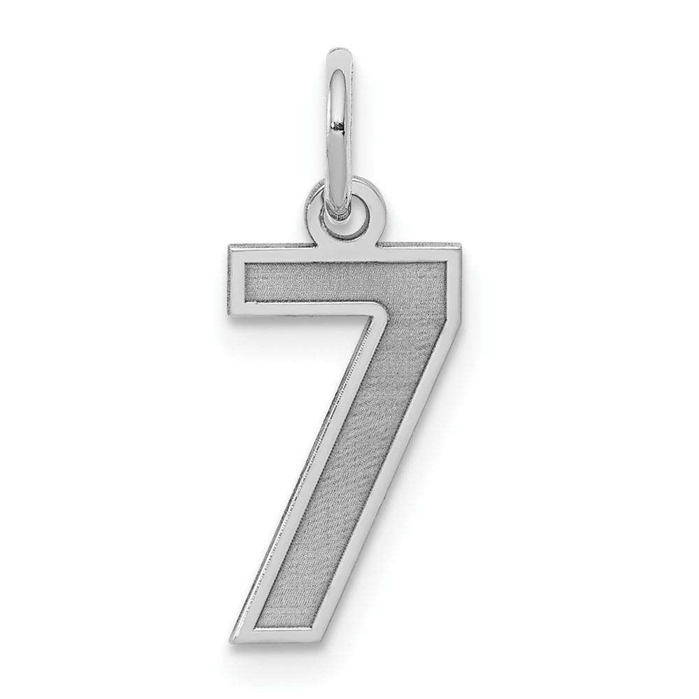 QPS07.jpg Sterling Silver/Rhodium-plated Satin Number 7 Charm - Image 1