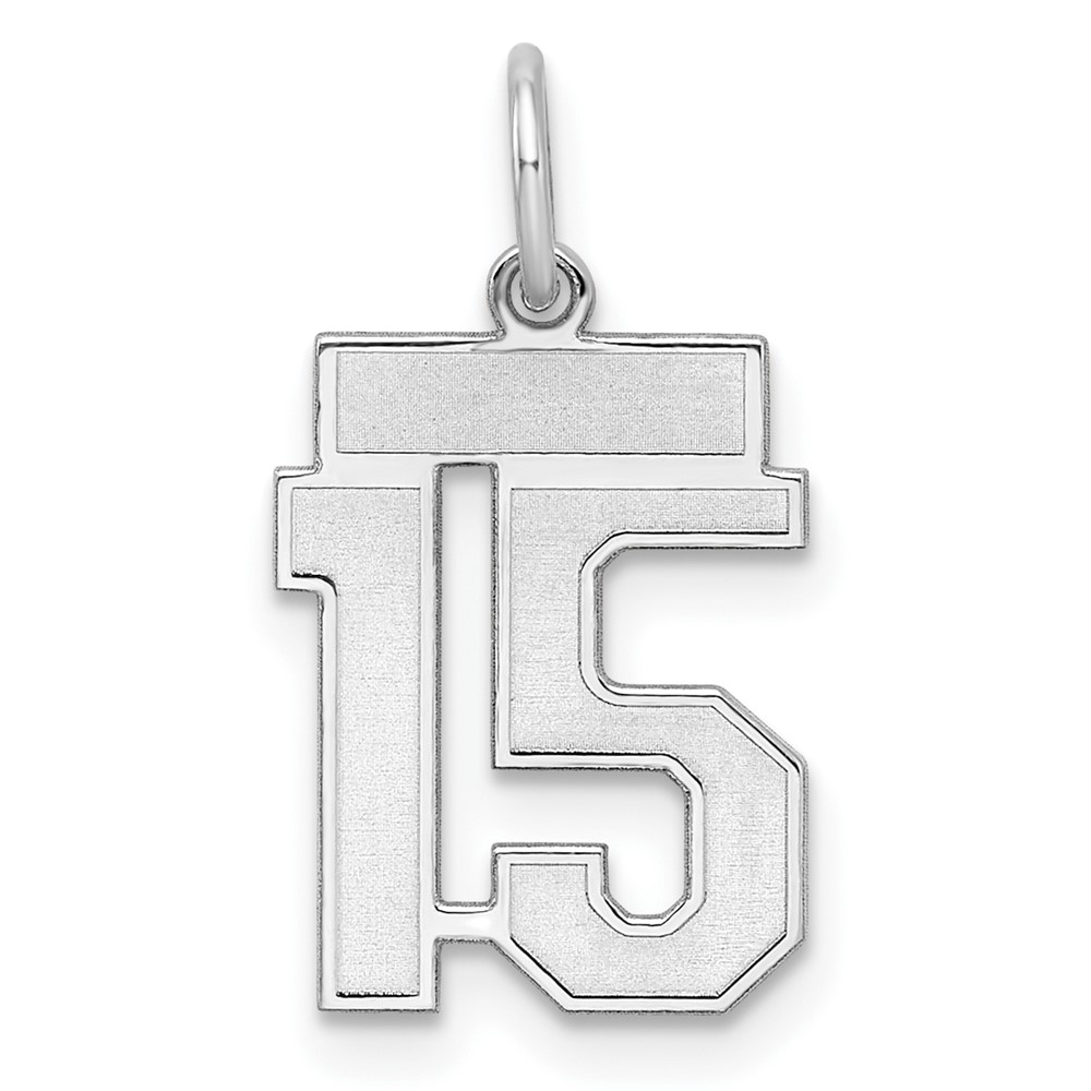 QPS15.jpg Sterling Silver/Rhodium-plated Satin Number 15 Charm - Image 1