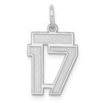 Sterling Silver/Rhodium-plated Satin Number 17 Charm