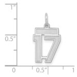Sterling Silver/Rhodium-plated Satin Number 17 Charm - Image 3