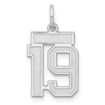 Sterling Silver/Rhodium-plated Satin Number 19 Charm